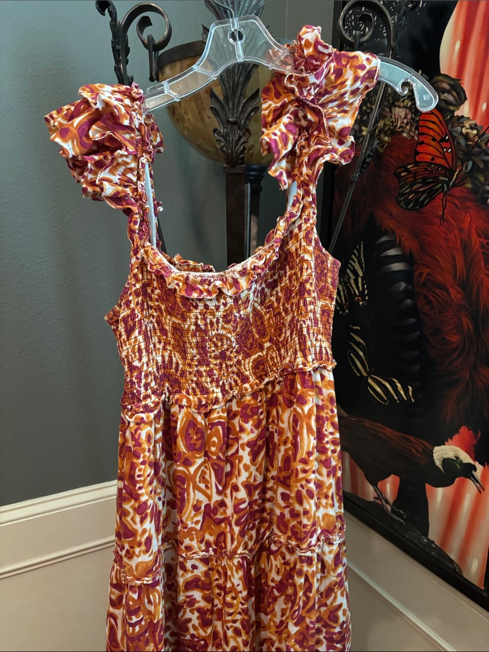 House of Harlow 1960 Red Orange Paisley Maxi Dress - L